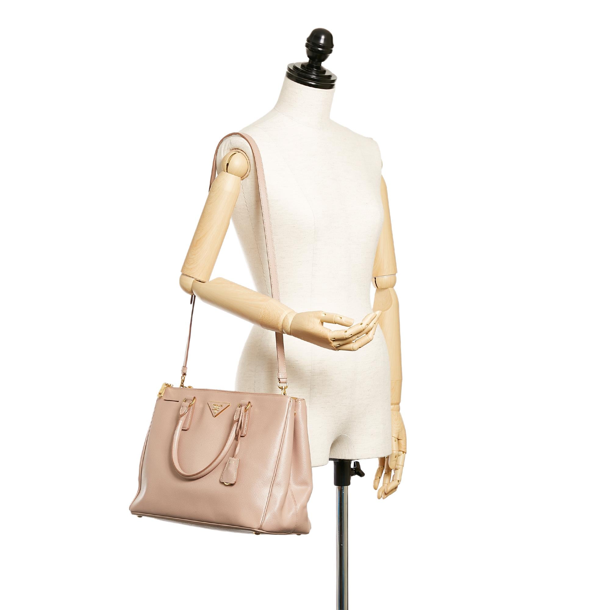 Prada Saffiano Lux Galleria Double Zip Satchel (SHG-26915)