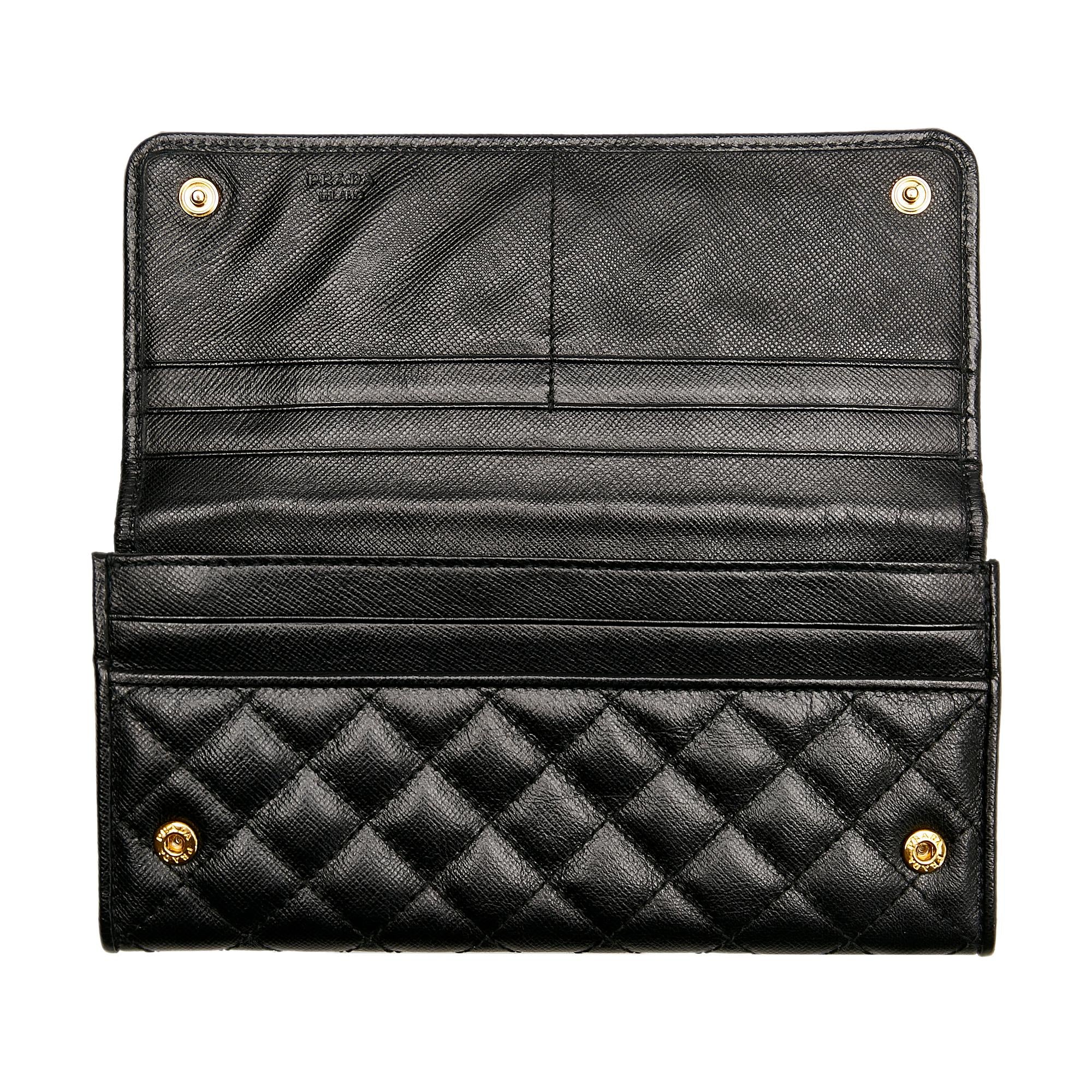 Prada Saffiano Quilted Leather Long Wallet (SHG-29666)