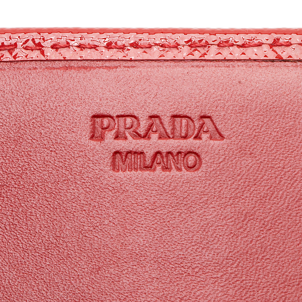 Prada Saffiano Vernice Bow Continental Wallet - FINAL SALE (SHF-19372)