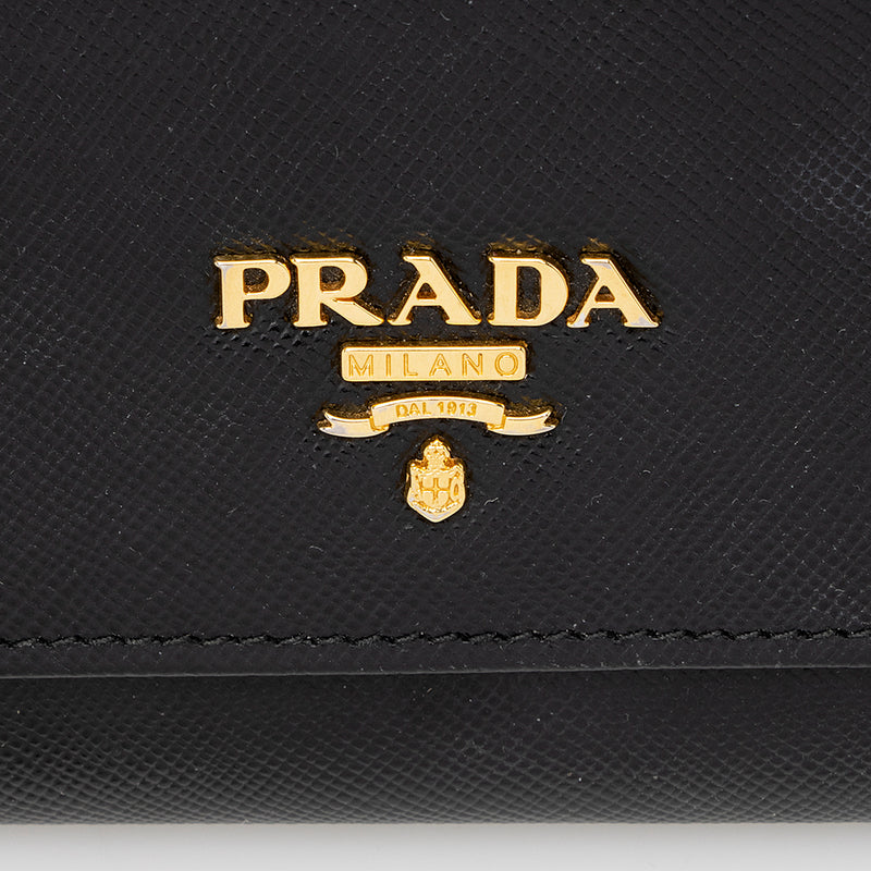 PRADA: wallet with logo lettering in saffiano leather - Black