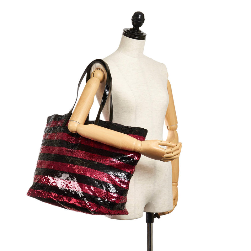 Prada Sequin Striped Tote Bag (SHG-28996)