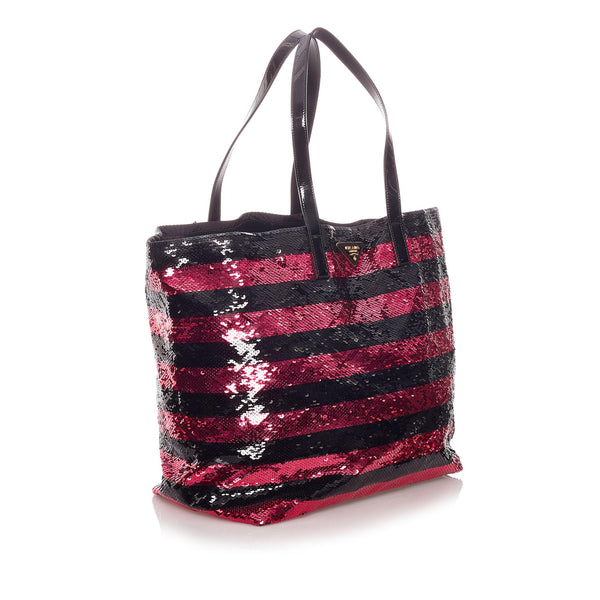 Prada Sequin Striped Tote Bag (SHG-28996) – LuxeDH