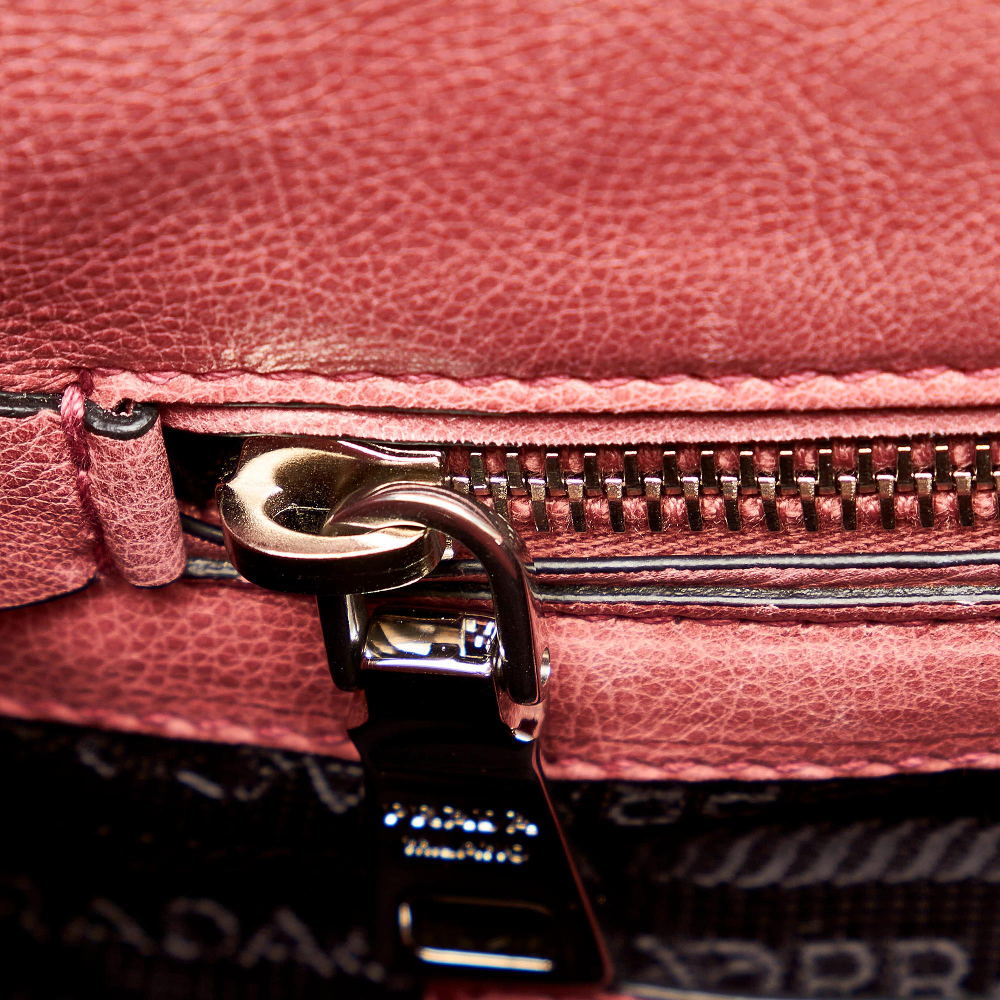 Prada Sound Lock Leather Satchel (SHG-33803)