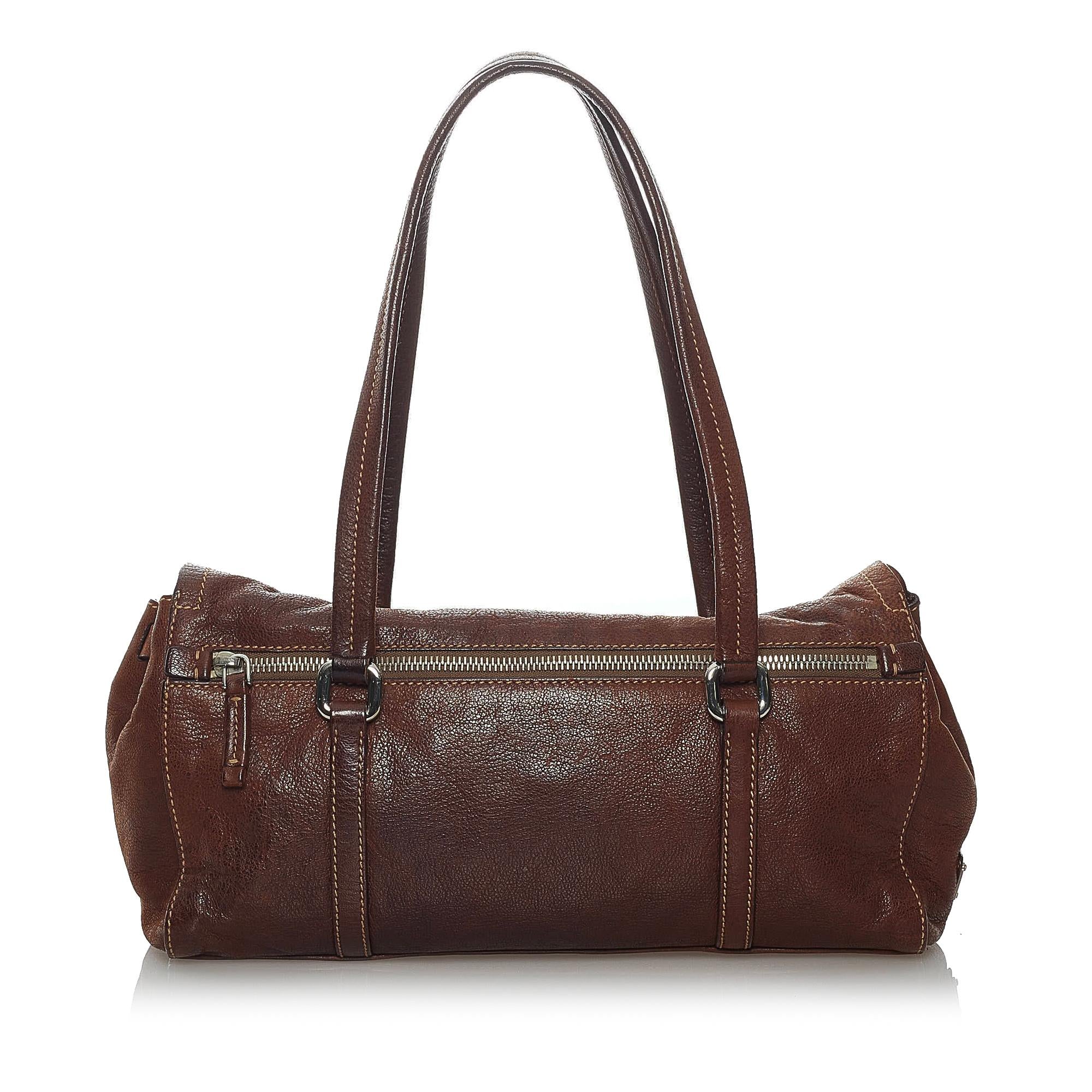 Prada Sound Lock Leather Shoulder Bag (SHG-29925)