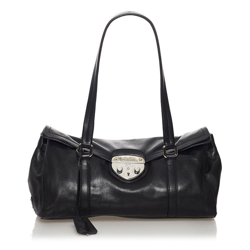 Prada Sound Lock Leather Shoulder Bag (SHG-31442)