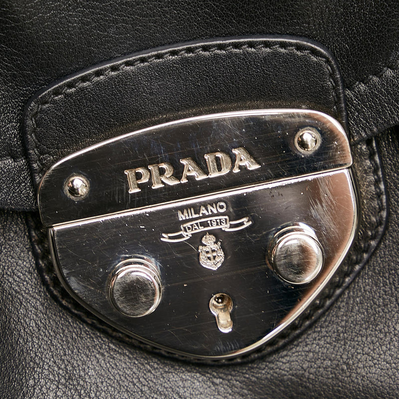 Prada Sound Lock Leather Shoulder Bag (SHG-31442)