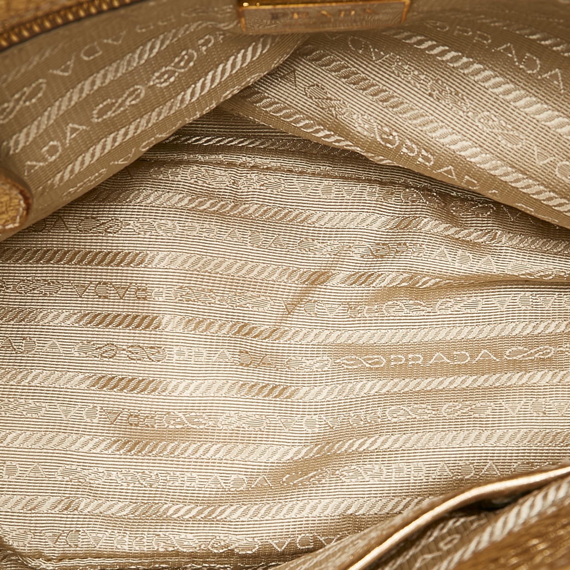 Prada Sound Lock Leather Shoulder Bag (SHG-34617)