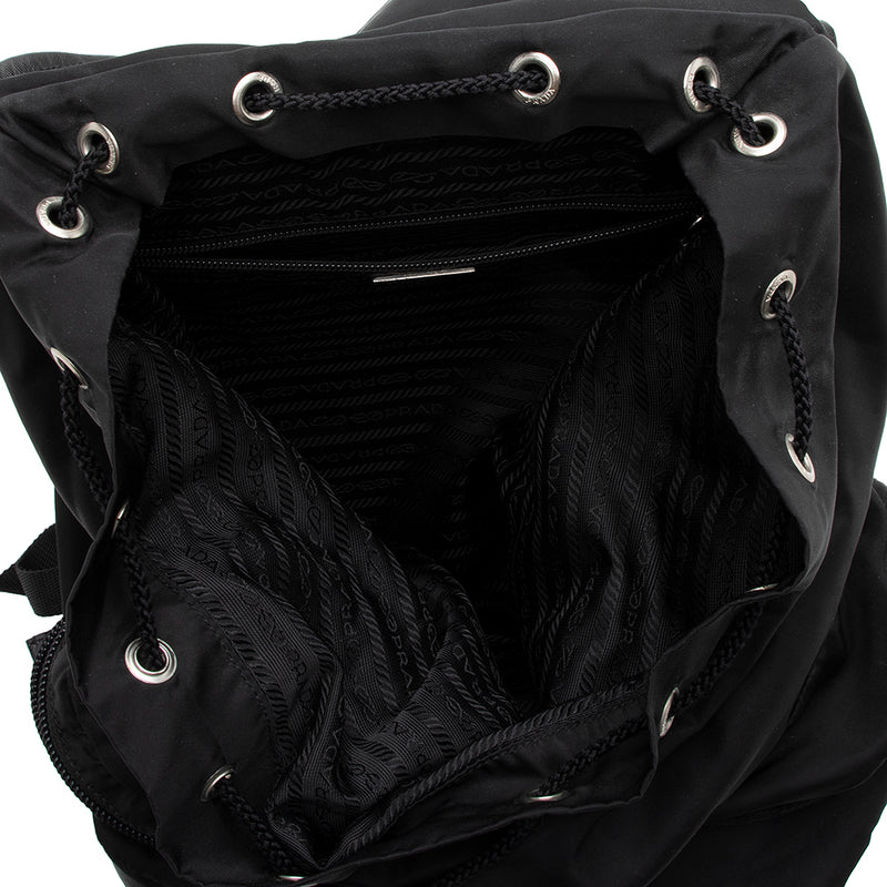 Prada Tessuto Double Pocket Drawstring Backpack (SHF-17072)