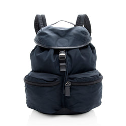 Prada Tessuto Double Pocket Drawstring Backpack (SHF-18895)