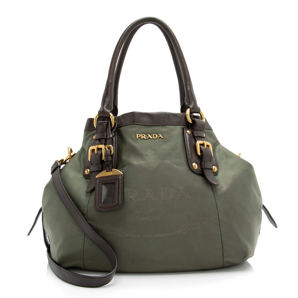 Prada Tessuto Jacquard Logo Convertible Large Tote (SHF-23519)