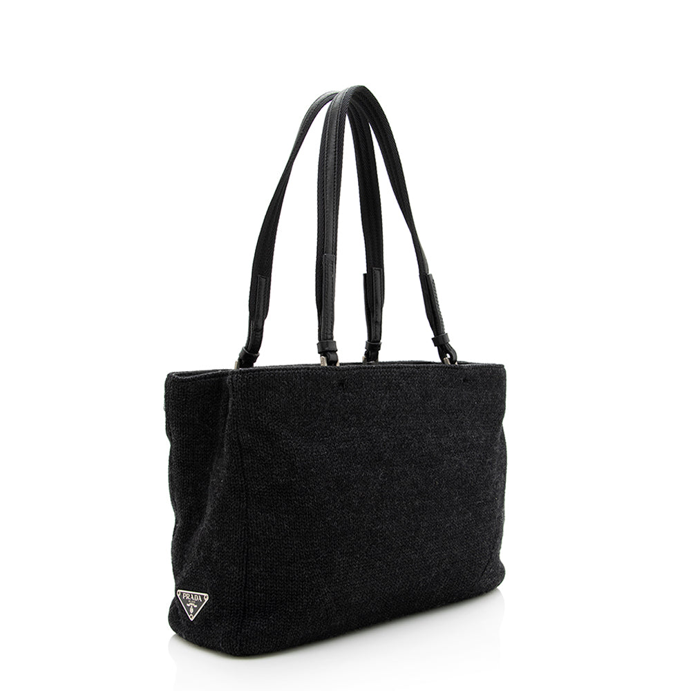 Prada Vintage Wool Tote (SHF-19253)