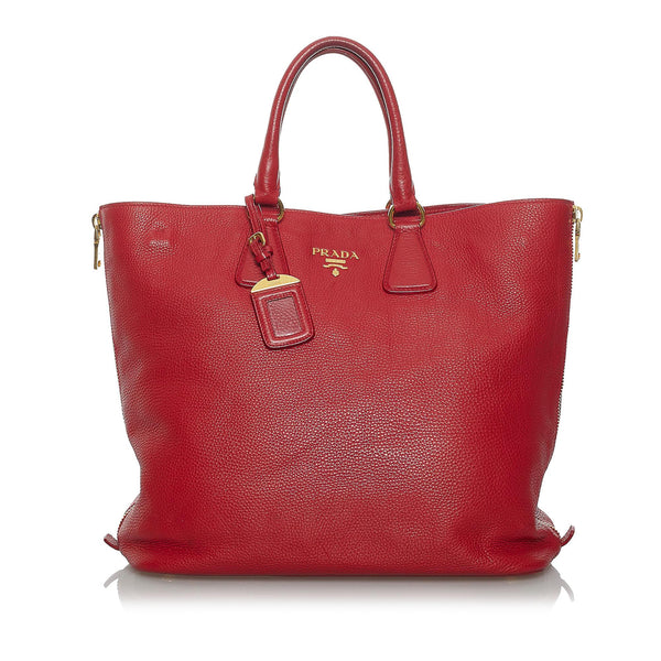 Prada Vitello Daino Leather Tote Bag (SHG-33945)