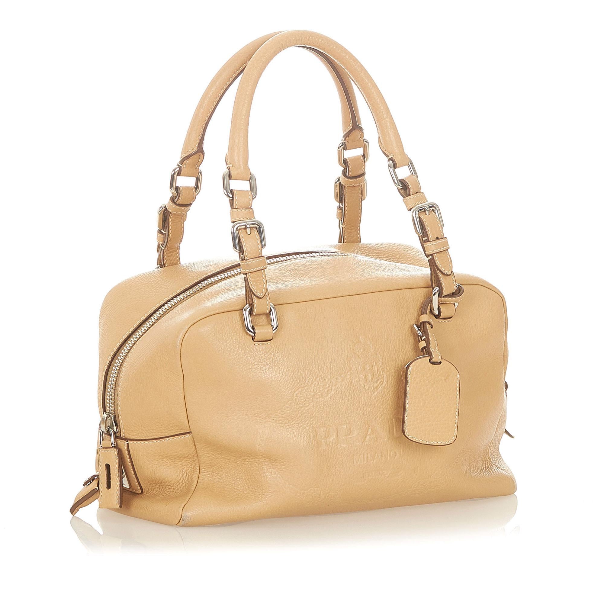 Prada Vitello Daino Logo Handbag (SHG-19278)