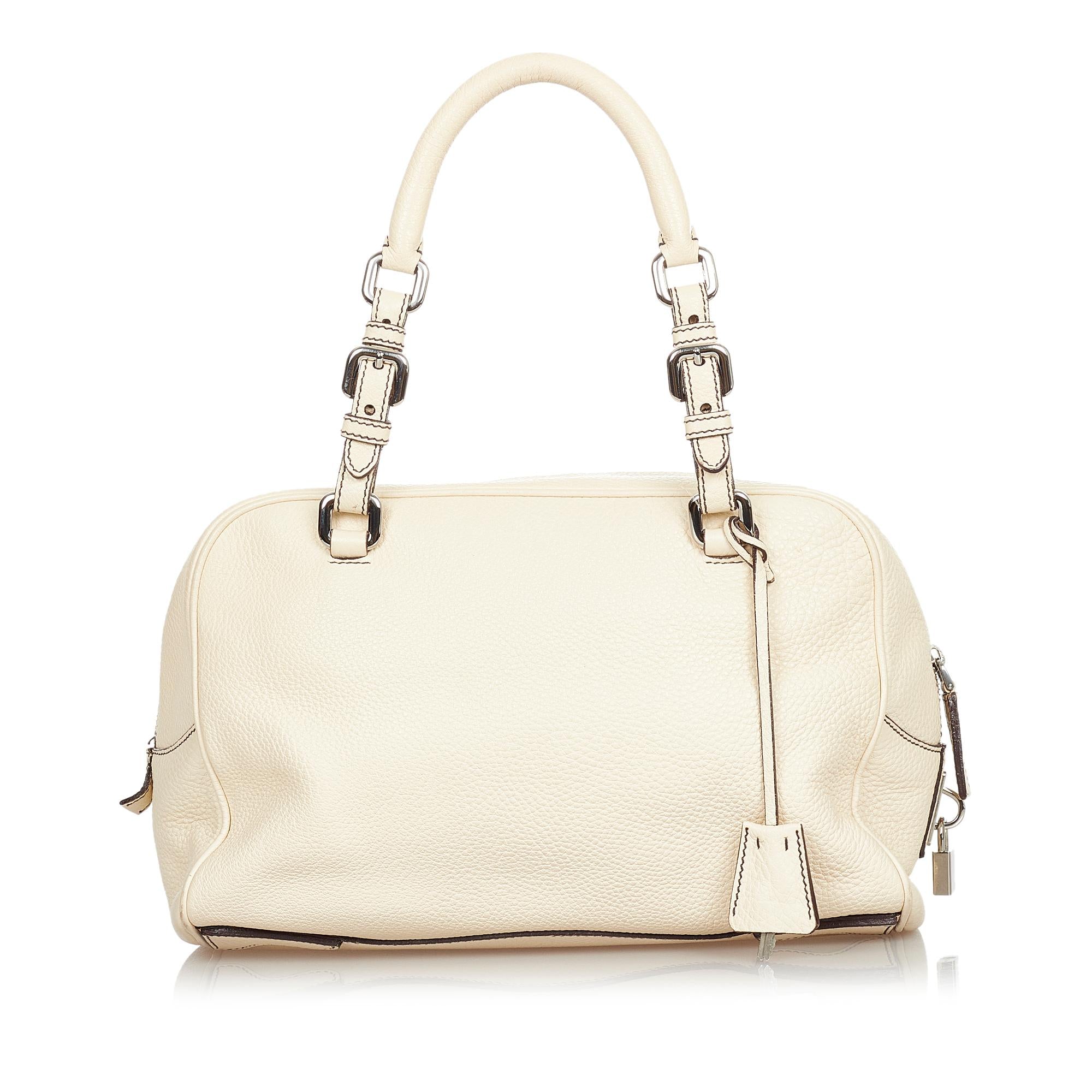 Prada Vitello Daino Logo Handbag (SHG-24212)