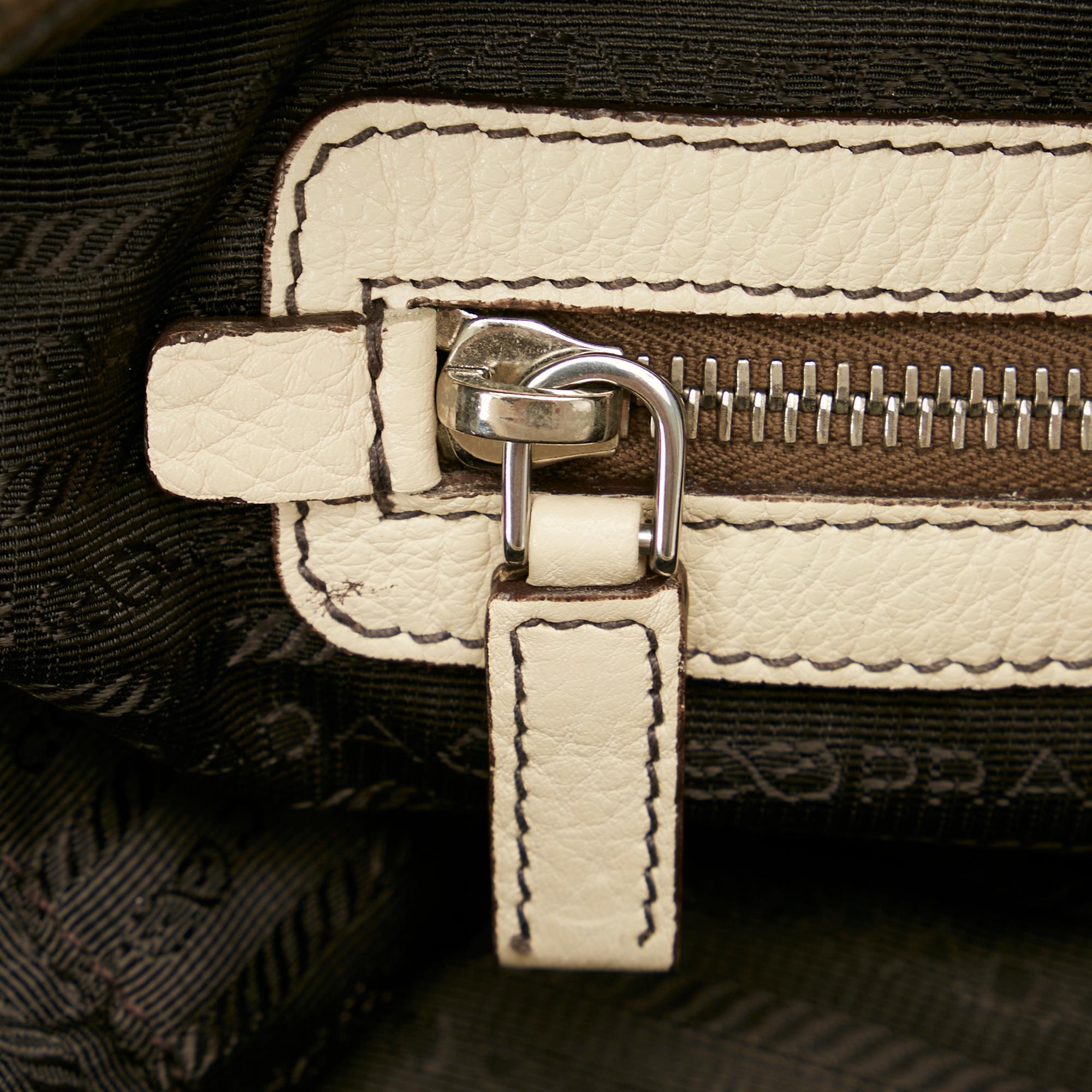 Prada Vitello Daino Logo Handbag (SHG-24212)