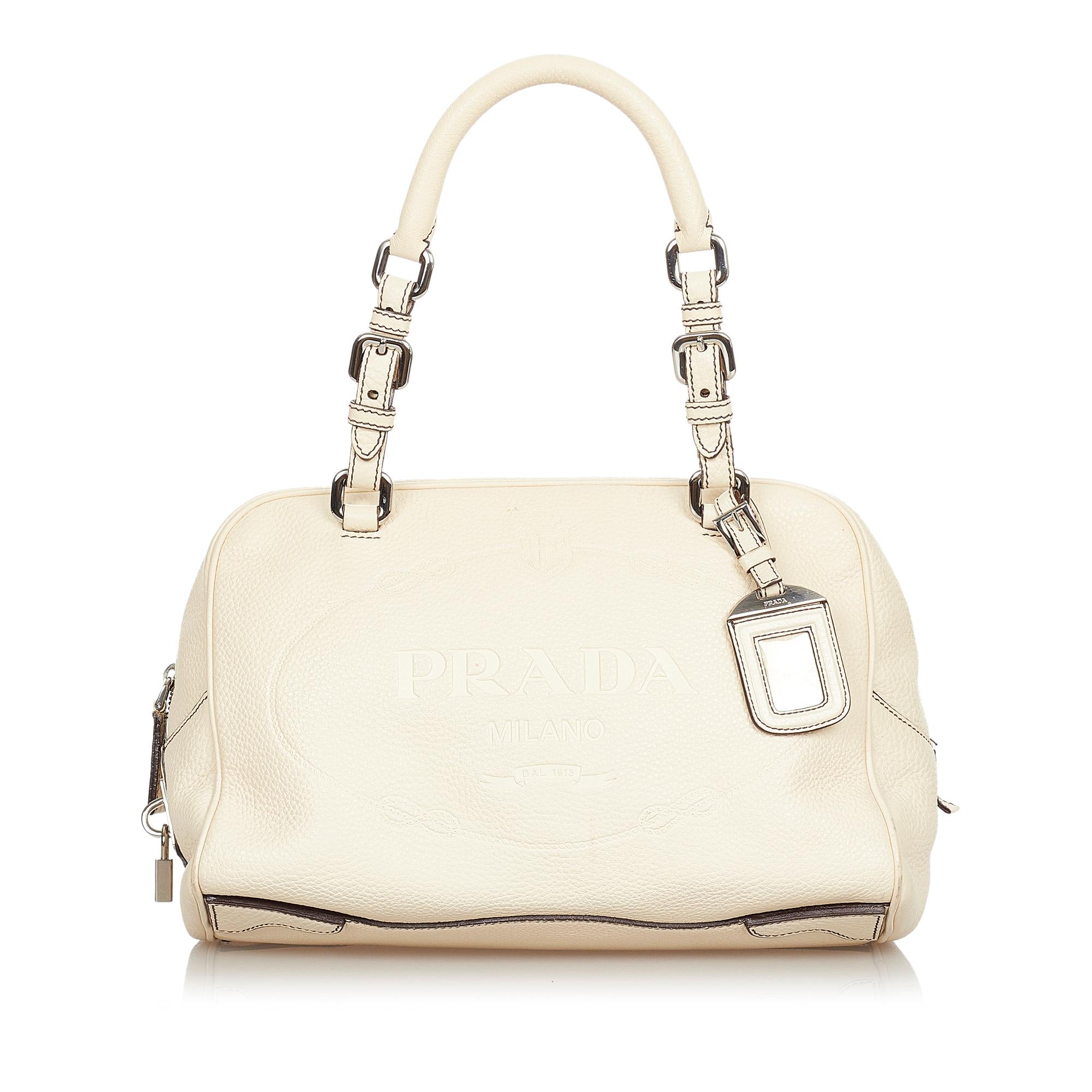 Prada Vitello Daino Logo Handbag (SHG-24212)