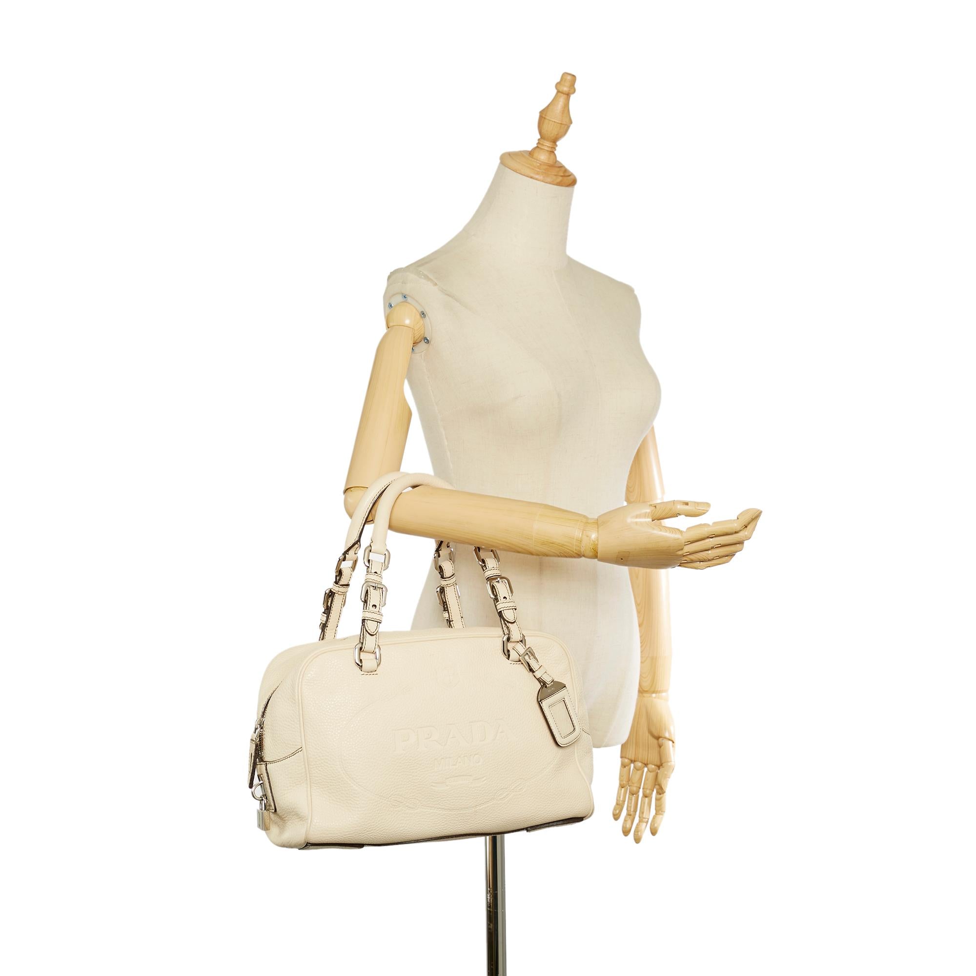 Prada Vitello Daino Logo Handbag (SHG-24212)