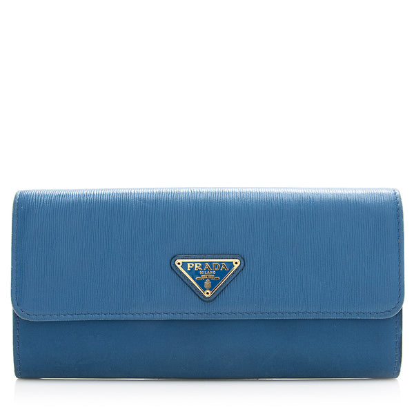Prada Vitello Tessuto Continental Wallet (SHF-21038)