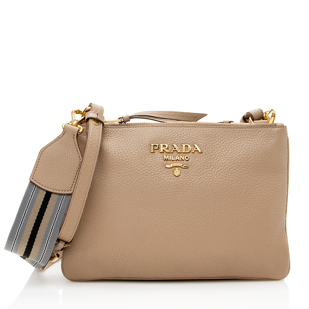 Prada Vitello Phenix Double Zip Crossbody Bag (SHF-19434)