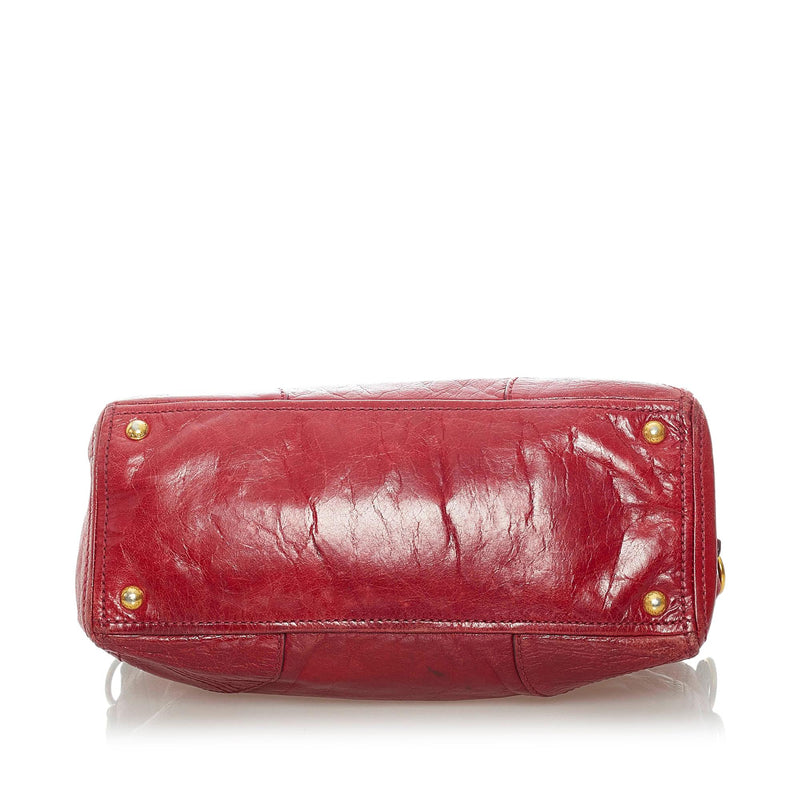 Prada Argilla Grey Vitello Shine Shoulder Handbag, Authentic.