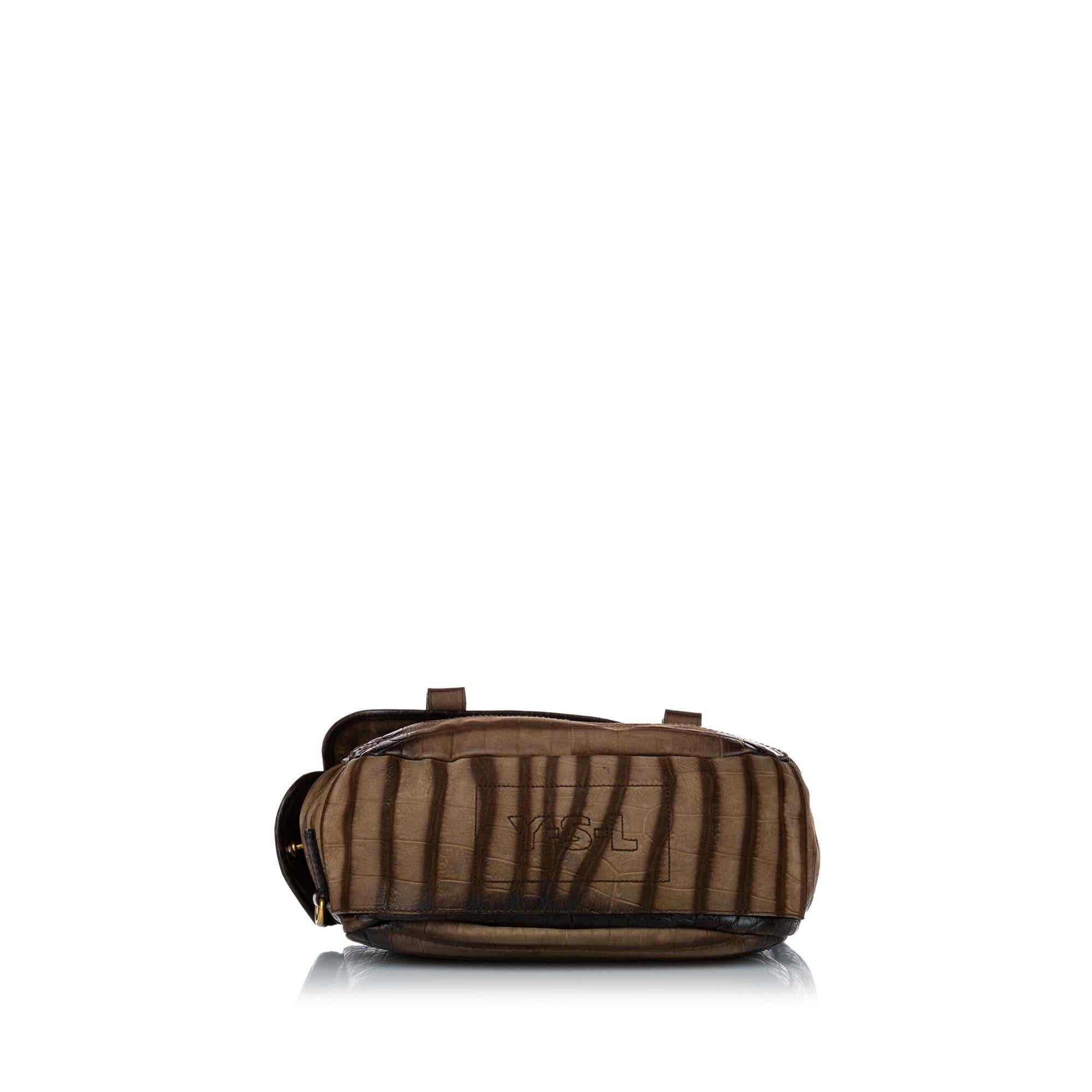 Saint Laurent Besace Embossed Nubuck Leather Flap Bag (SHG-29229)