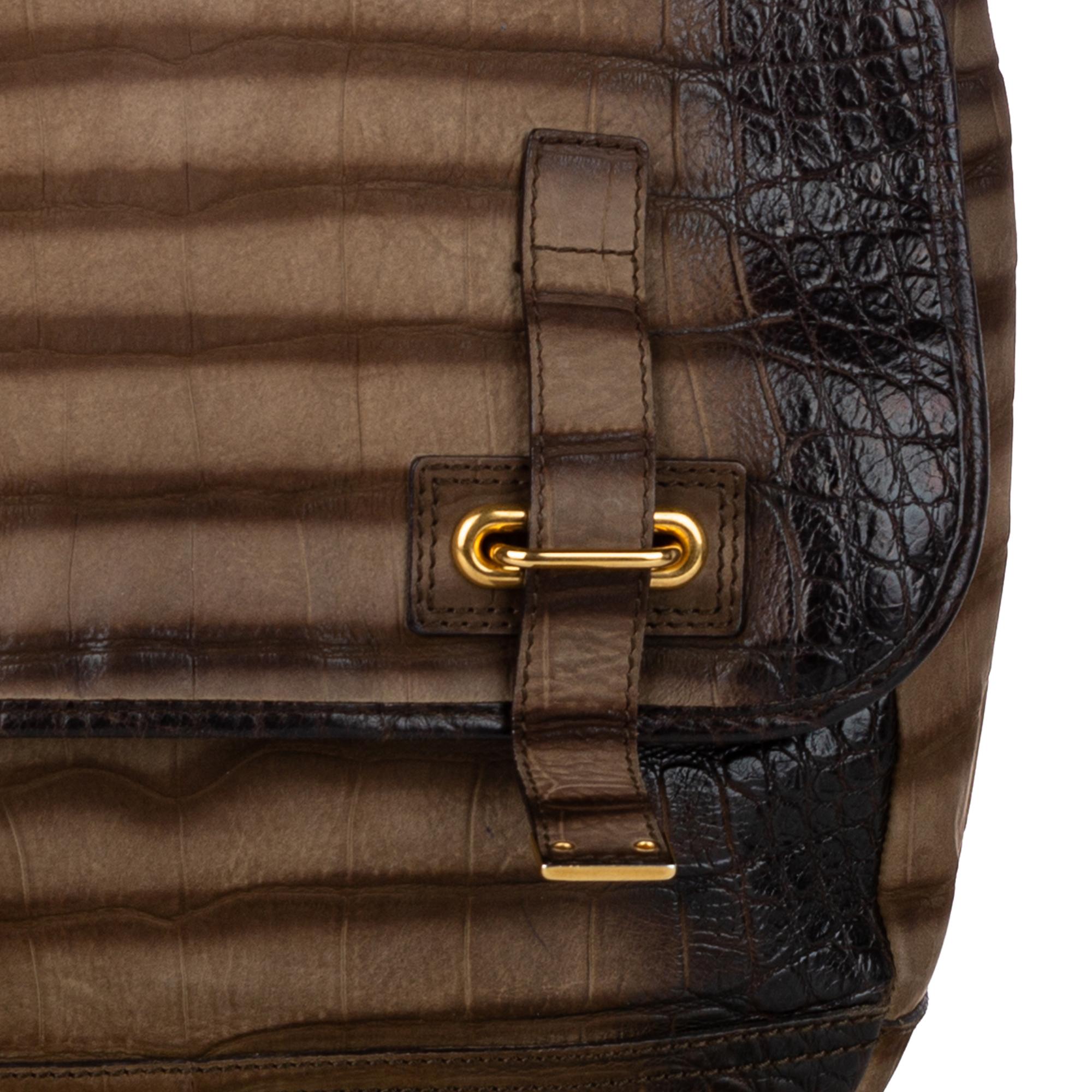 Saint Laurent Besace Embossed Nubuck Leather Flap Bag (SHG-29229)