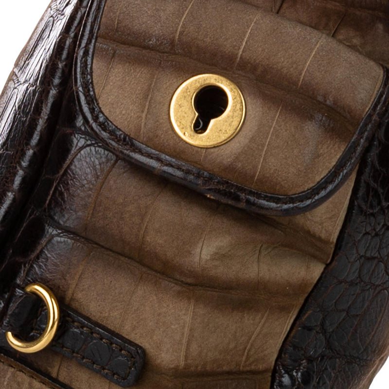 Saint Laurent Besace Embossed Nubuck Leather Flap Bag (SHG-29229)