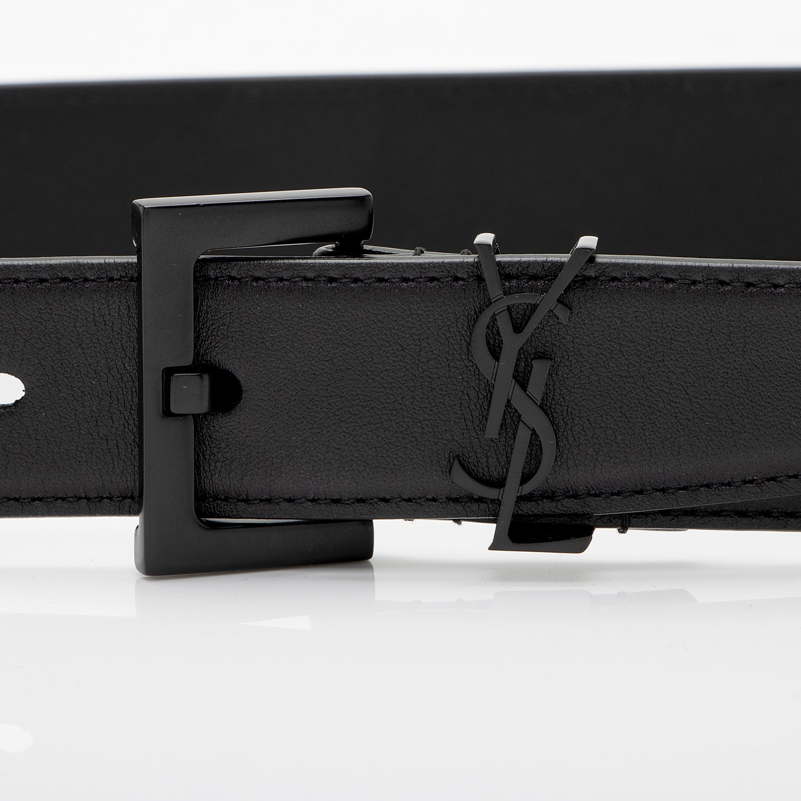 Saint Laurent Calfskin Monogram Cassandre Belt - Size 34 / 85 (SHF-7TN –  LuxeDH