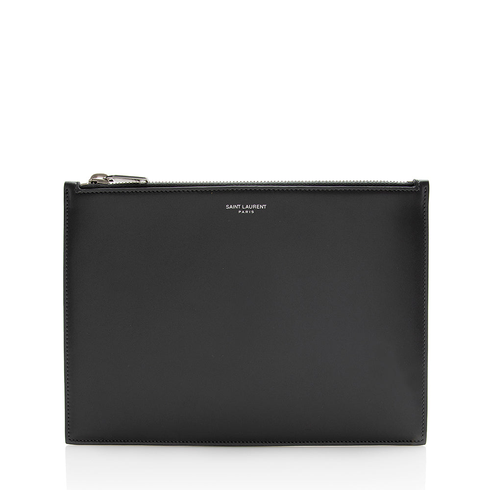 Saint Laurent Calfskin Zip Pouch (SHF-22031)