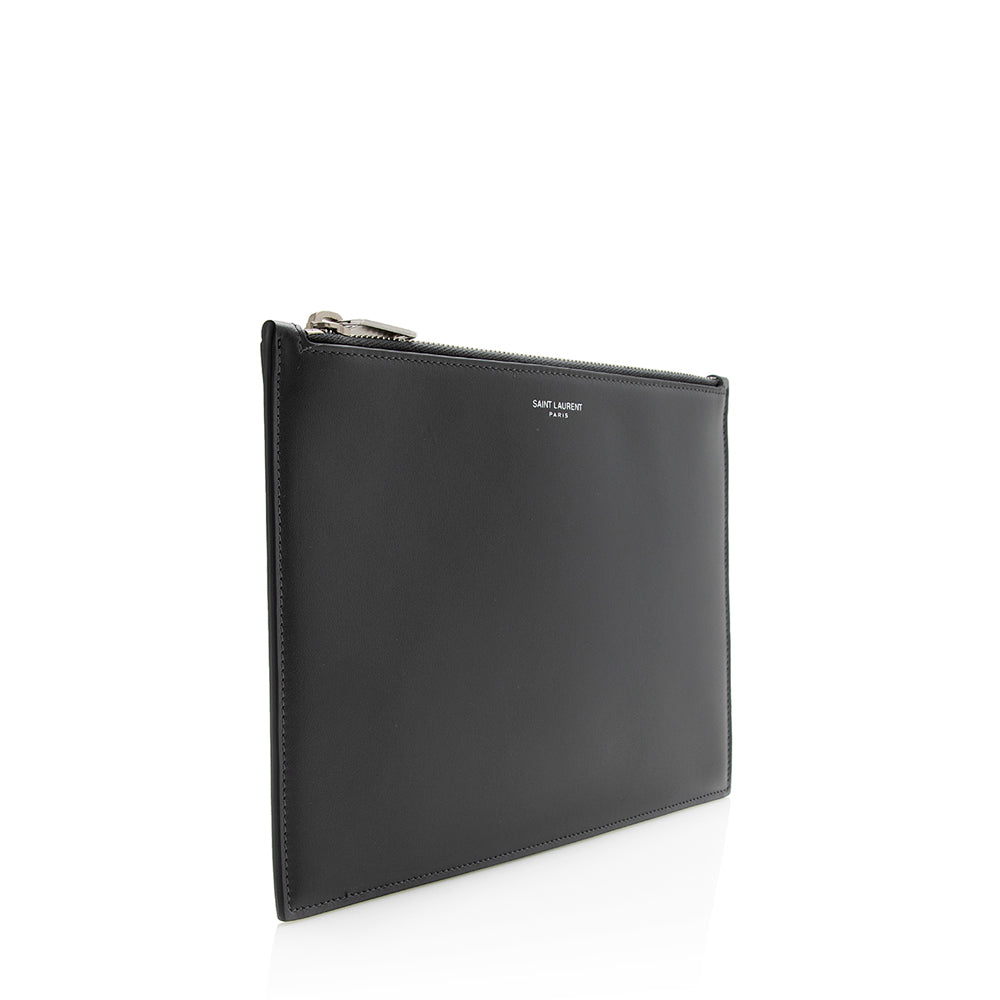 Saint Laurent Calfskin Zip Pouch (SHF-22031)