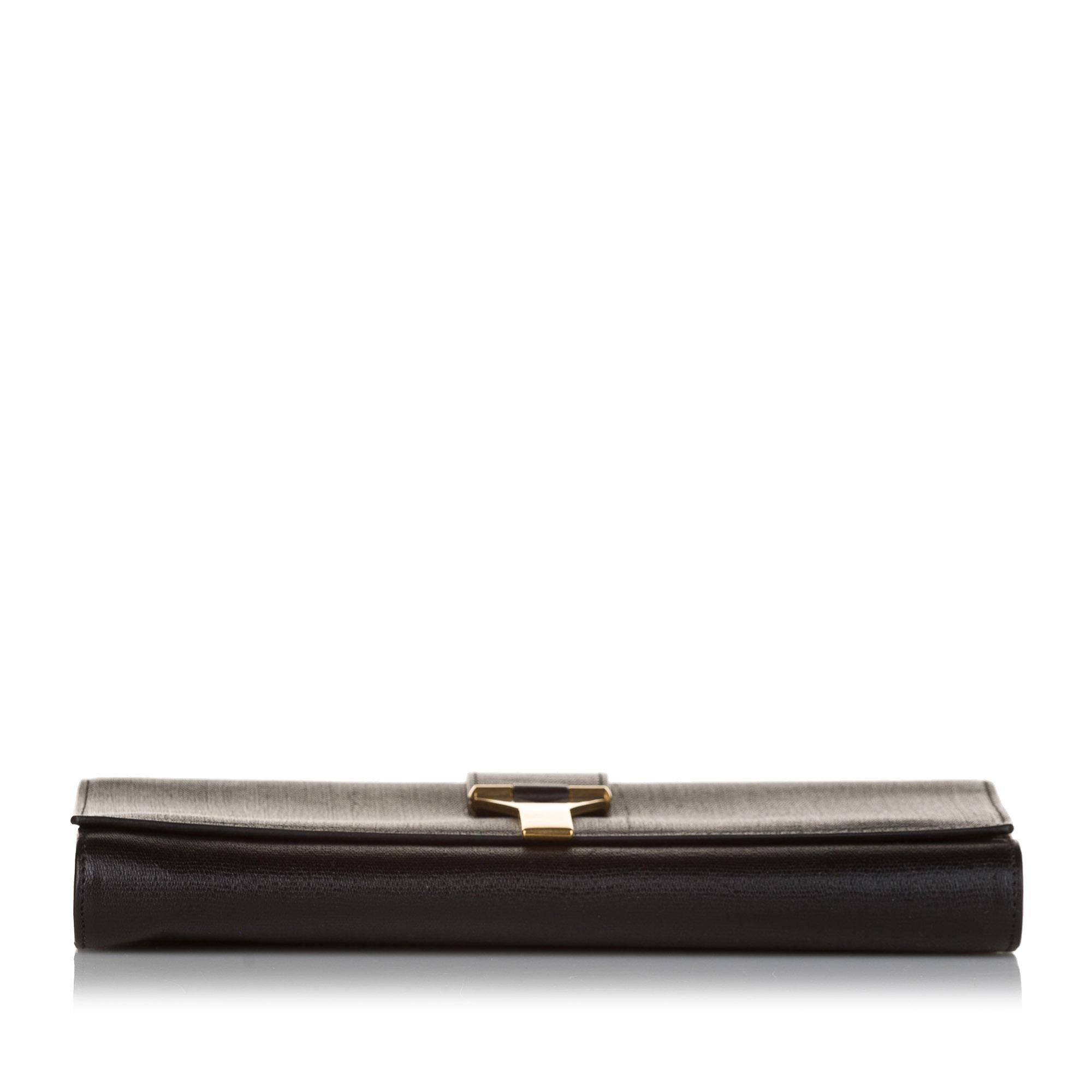 Saint Laurent Chyc Ligne Leather Clutch Bag (SHG-33674)