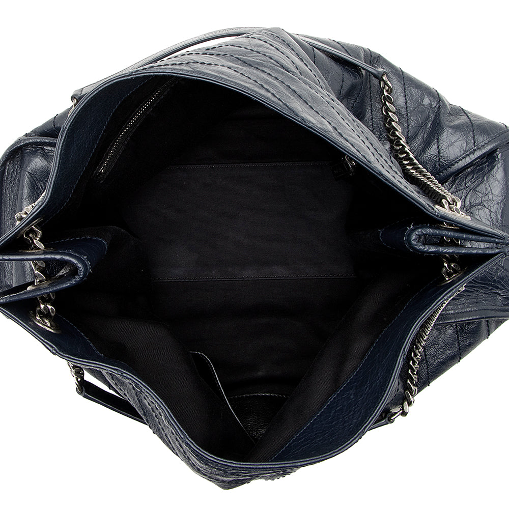 Saint Laurent Crinkled Calfskin Niki Large Shopping Tote (SHF-19423)