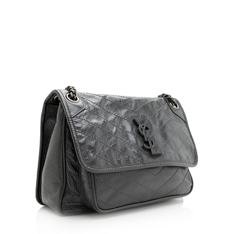 Saint Laurent Crinkled Calfskin Niki Medium Shoulder Bag (SHF-20293)