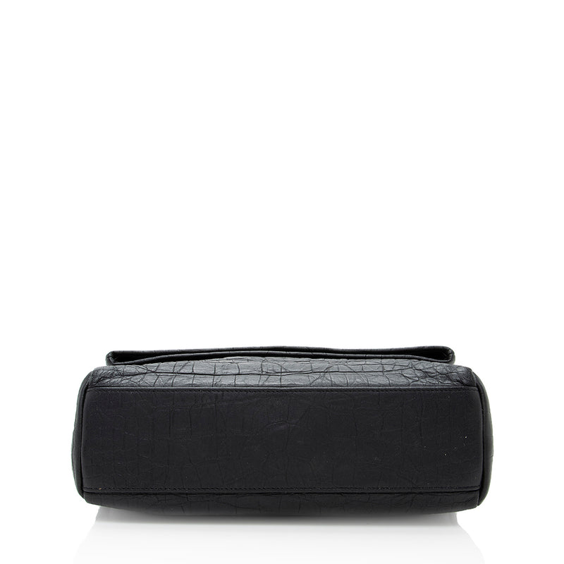 Saint Laurent Croc Embossed Calfskin West Hollywood Shoulder Bag (SHF-18311)