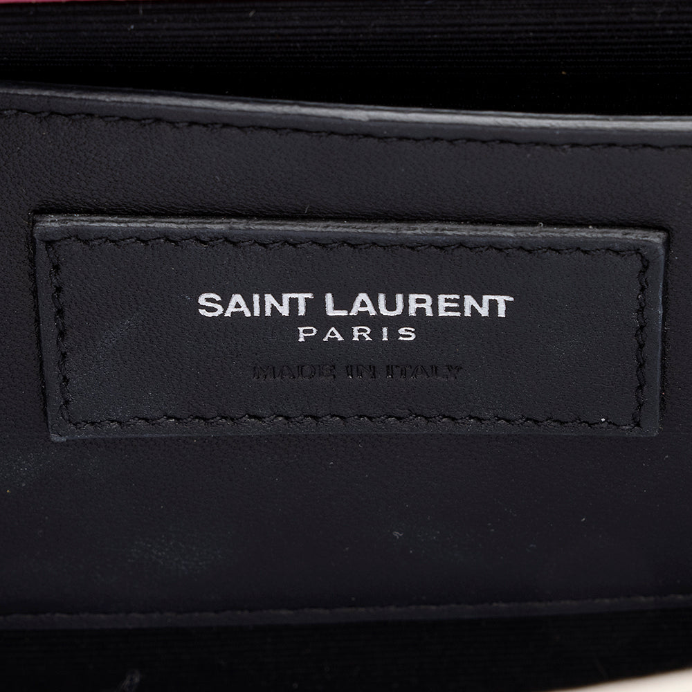 Saint Laurent Croc Embossed Leather Kate Tassel Medium Shoulder Bag (SHF-19701)