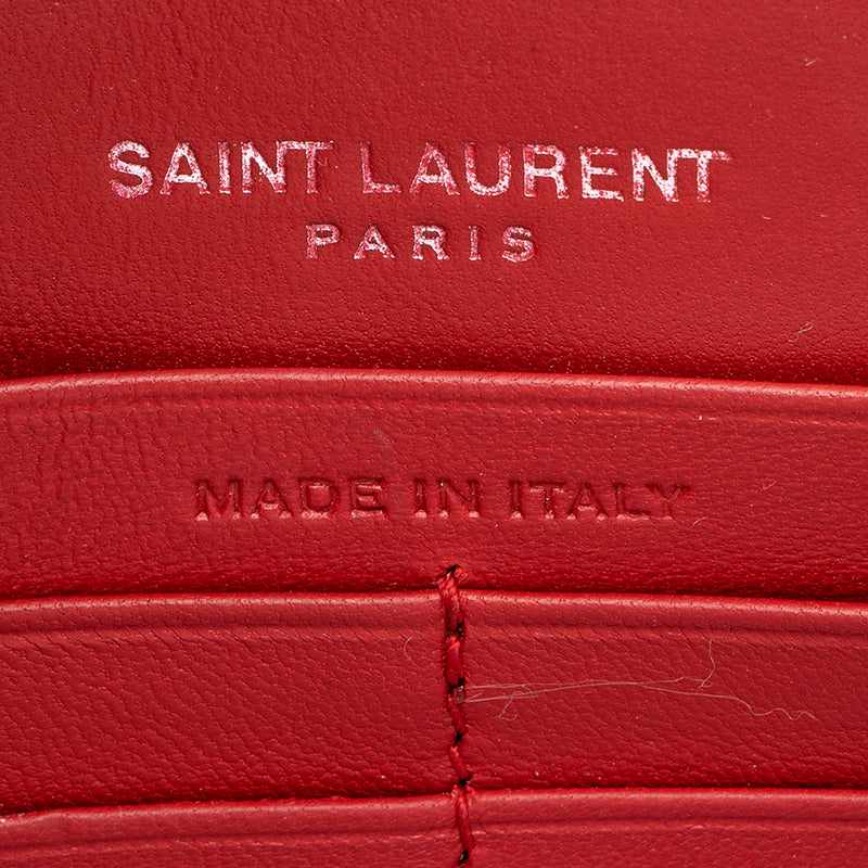 Saint Laurent Croc Embossed Leather Kate Tassel Shoulder Bag (SHF-18917)