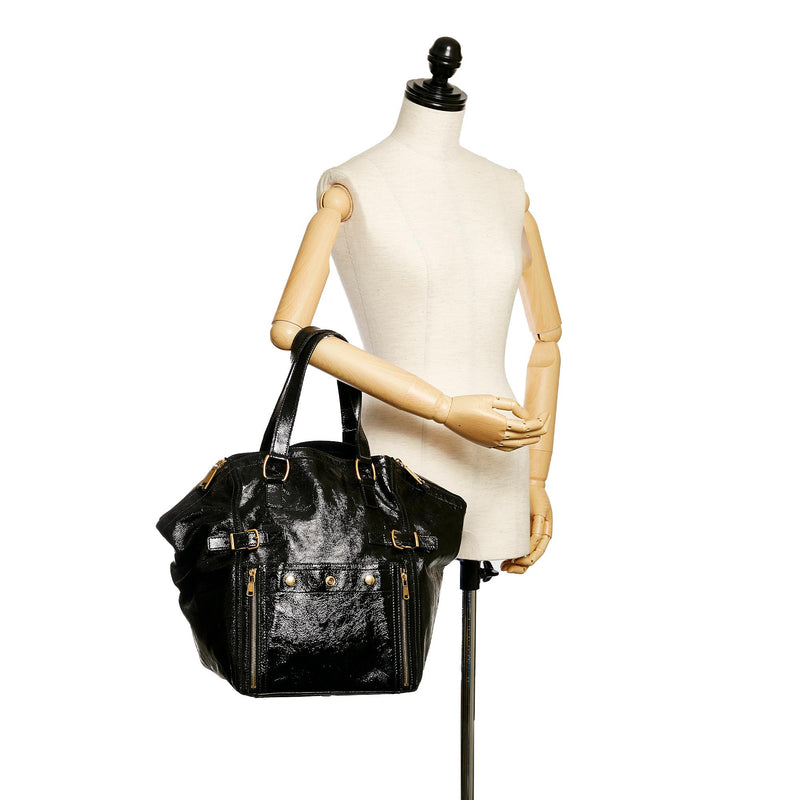 Yves Saint Laurent, Black Patent Leather Downtown Tote Bag