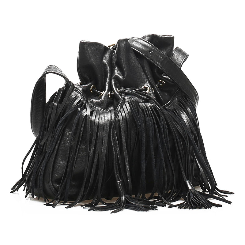 Saint Laurent Fringe Leather Shoulder Bag (SHG-23198)