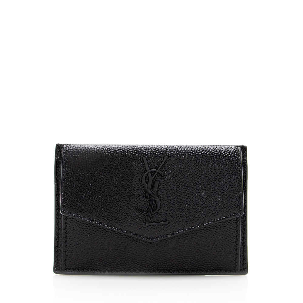 Saint Laurent Grain De Poudre Embossed Leather Uptown Card Case (SHF-18702)