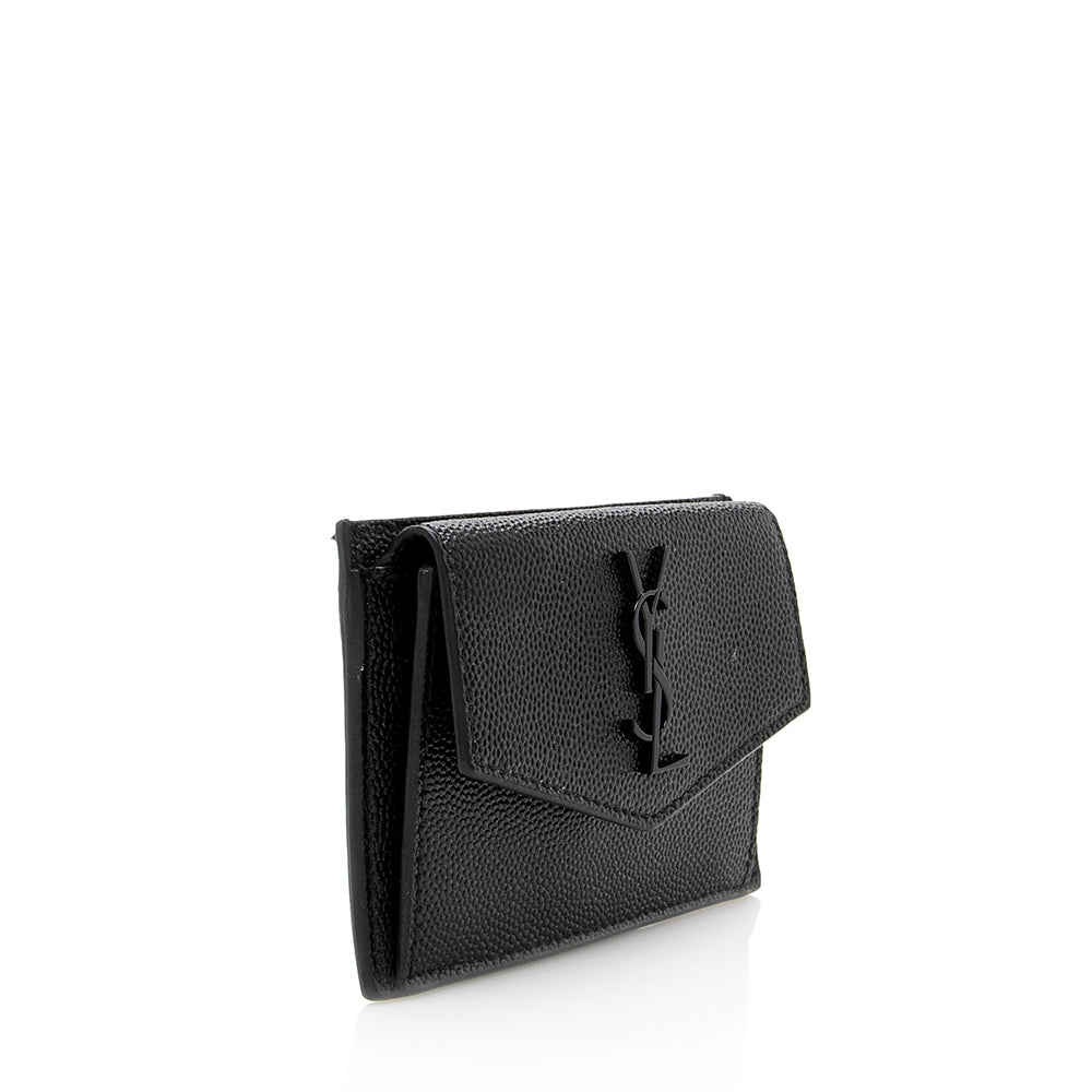 Saint Laurent Grain De Poudre Embossed Leather Uptown Card Case (SHF-18702)