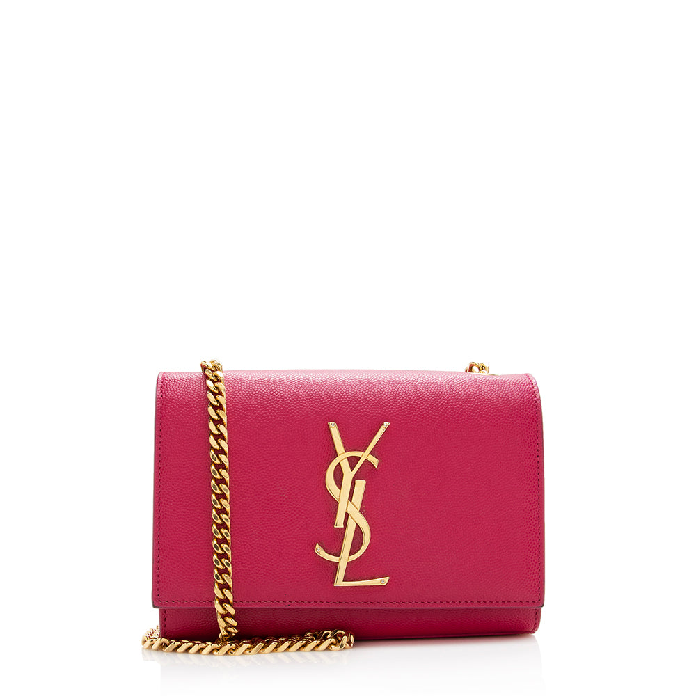 Saint Laurent Grain de Poudre Leather Classic Kate Chain Small Shoulder Bag (SHF-20743)