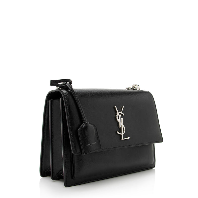 Saint Laurent Medium Sunset Monogram Leather Shoulder Bag - Black