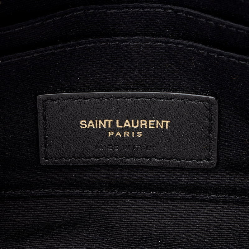 Saint Laurent Grained Lambskin Quilted Becky Double Zip Shoulder Bag (SHF-18175)