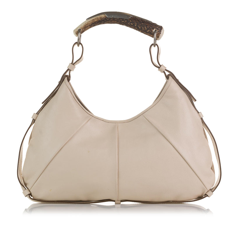 Yves Saint Laurent Mombasa White One Shoulder Bag Handbag Rive Gauche Horn