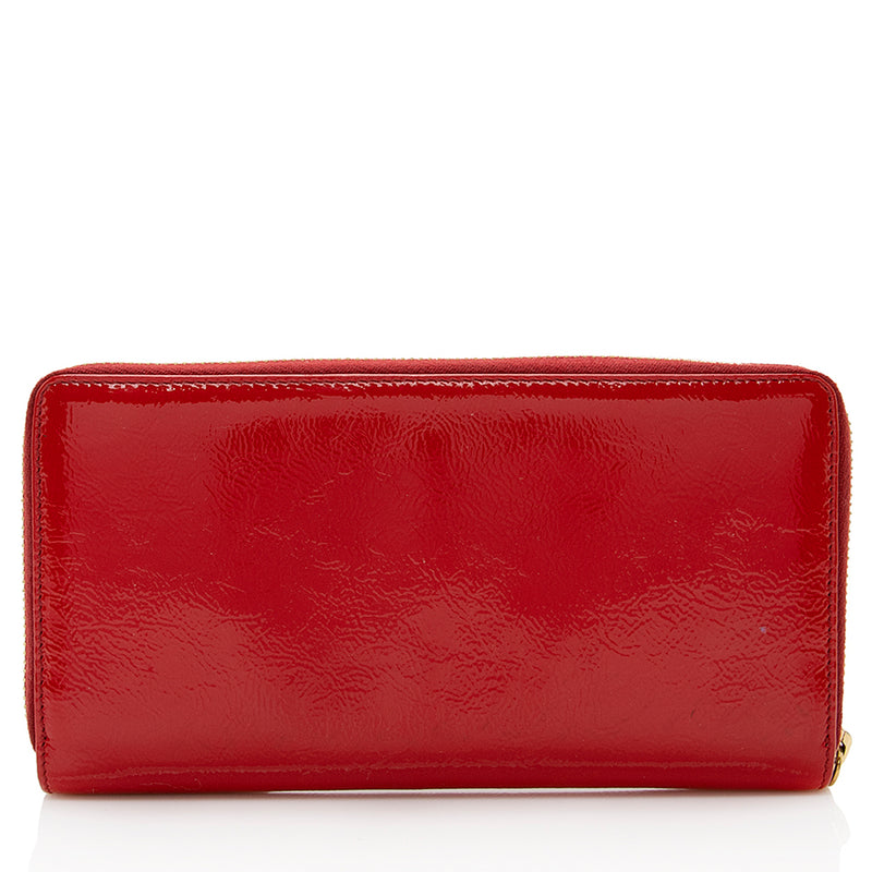 Saint Laurent Patent Leather Belle du Jour Zip Wallet (SHF-20318)