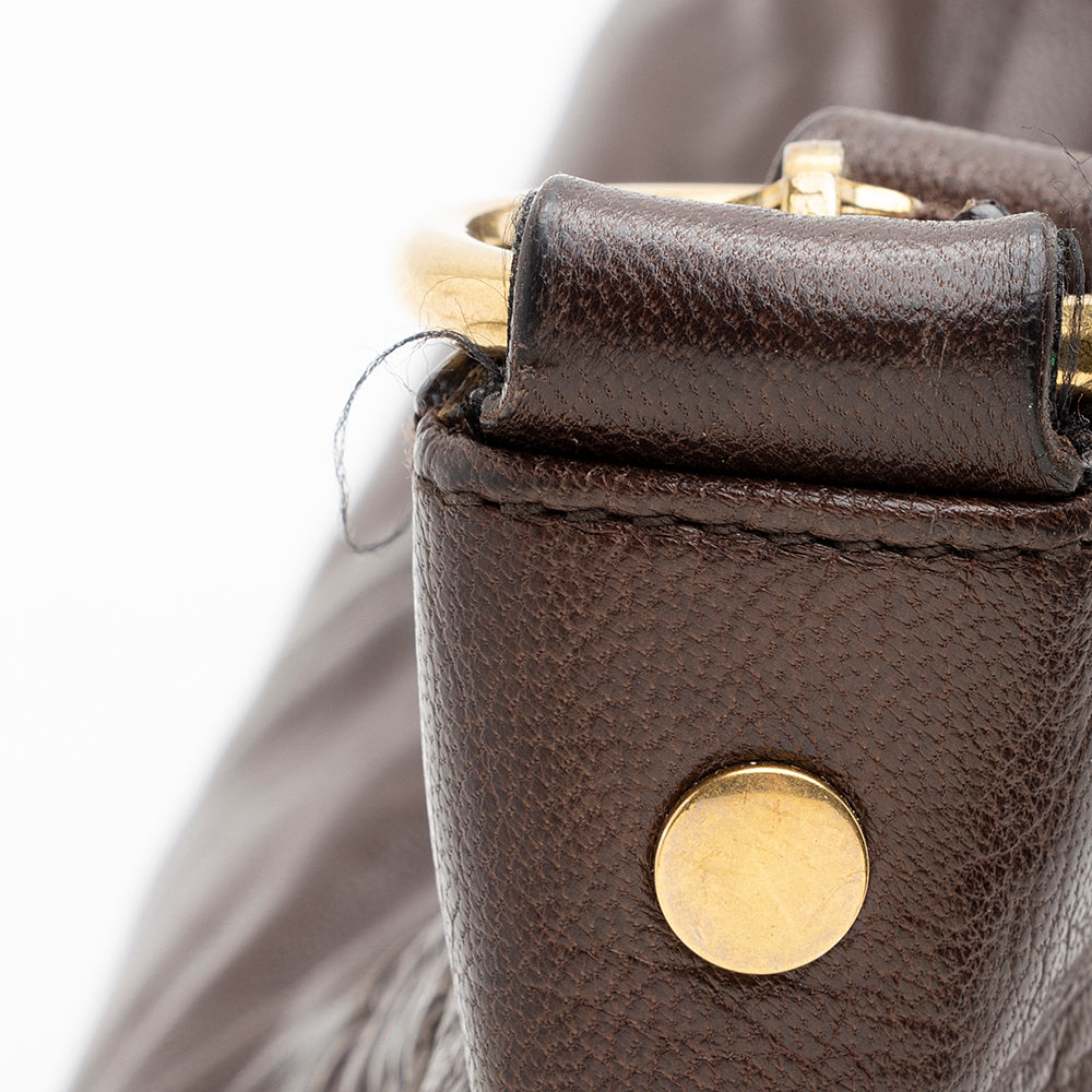 Saint Laurent Leather Braided Handle Hobo (SHF-19707)