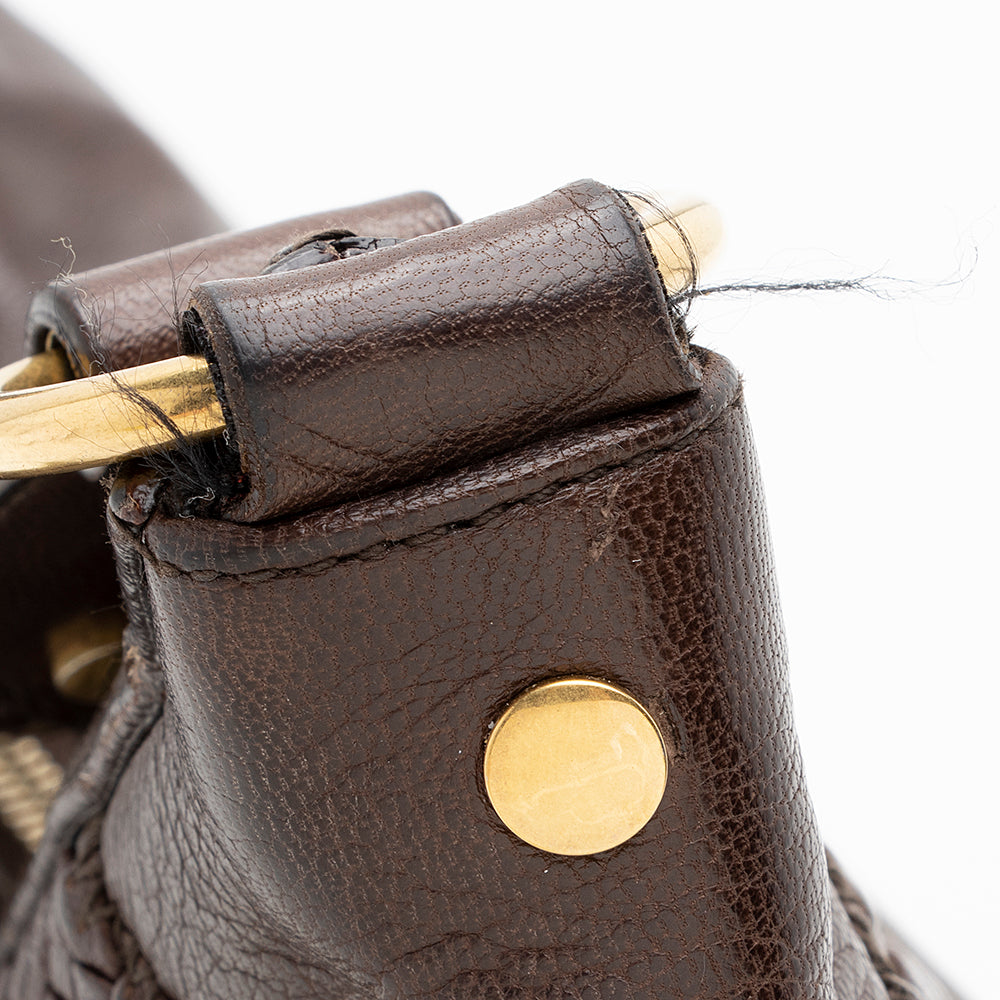 Saint Laurent Leather Braided Handle Hobo (SHF-19707)