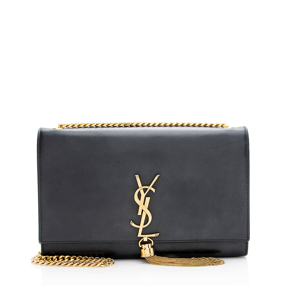 Saint Laurent Leather Monogram Kate Tassel Medium Shoulder Bag - FINAL SALE (SHF-18858)