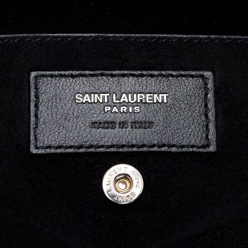 Saint Laurent Leather Logo Teddy Bucket Bag (SHF-17442)