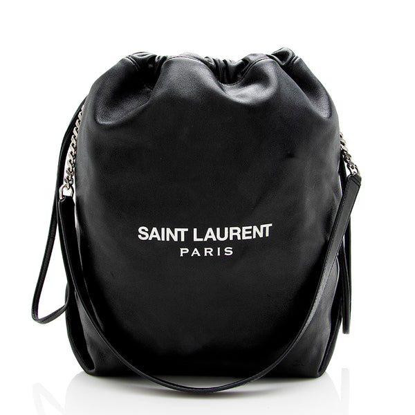 Saint Laurent Leather Teddy Bucket Bag (SHF-17859)